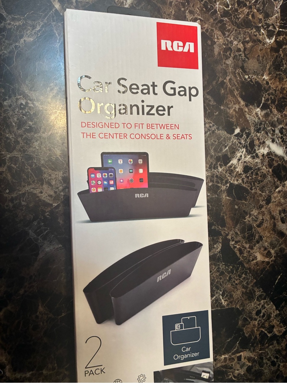 RCA Black Car Seat Gap Organizer - 2 Pack